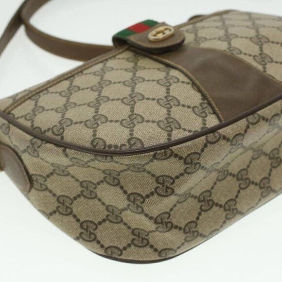 GUCCI GG Canvas Web Sherry Line Shoulder Bag Beige Red Green - Picture 15 of 15
